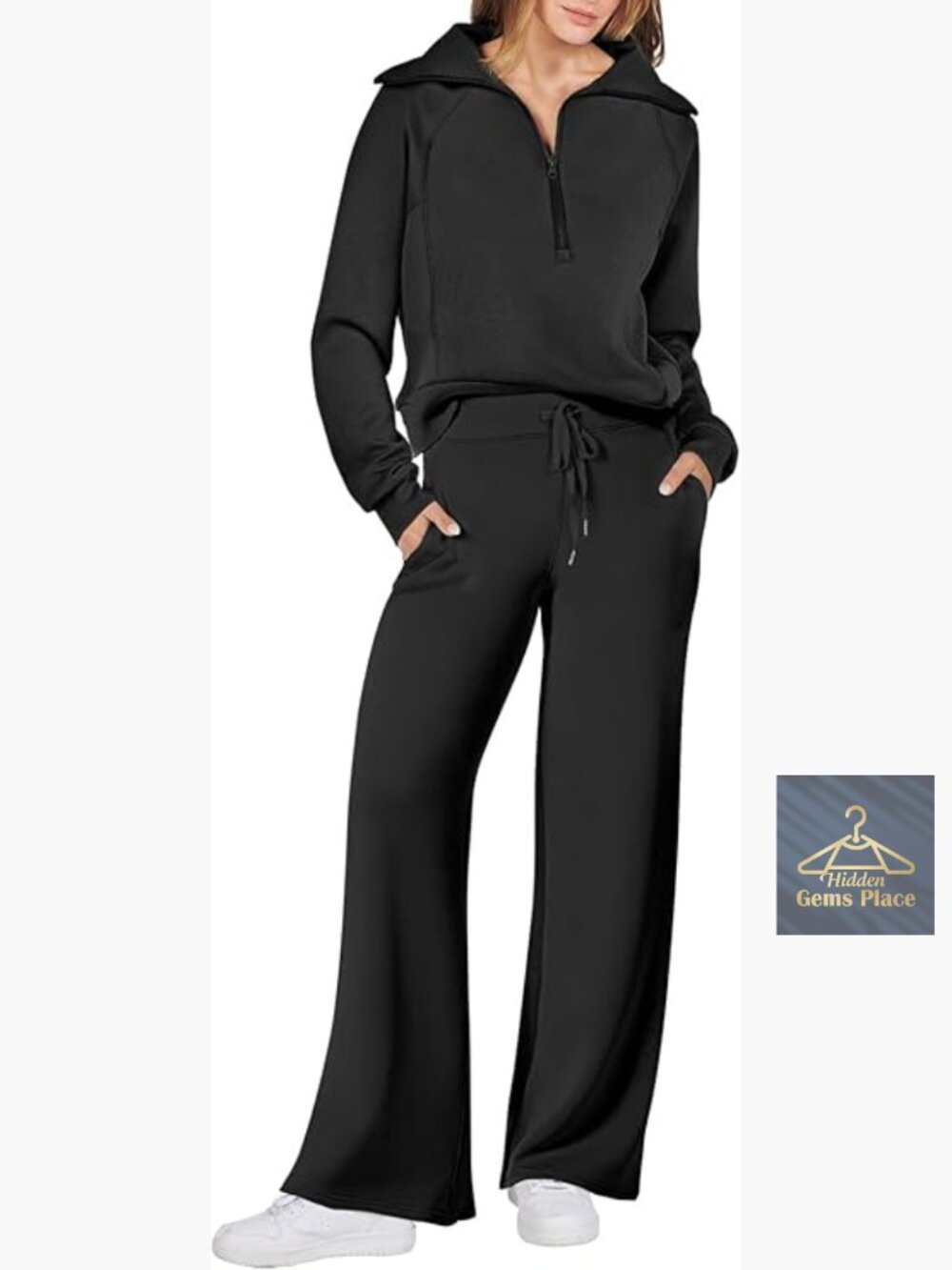 Women's 2-Piece Sweatsuit Set Wide Leg Pants Lounge Travel Outfit